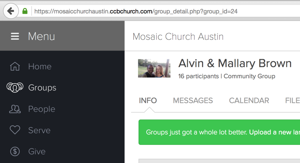 Church Community Builder (CCB) Group Search ID