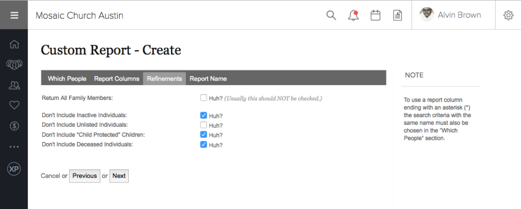 Create Custom Report Refinements