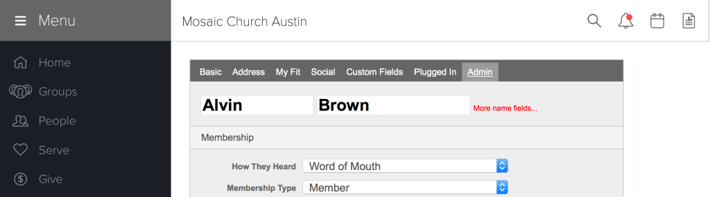 CCB Edit Profile Admin Tab